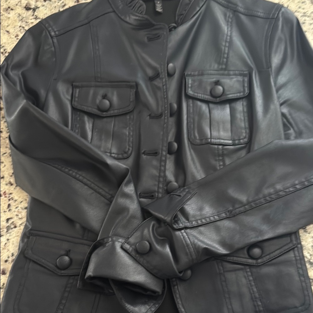 Navy Blue coated Jacket with Button Details